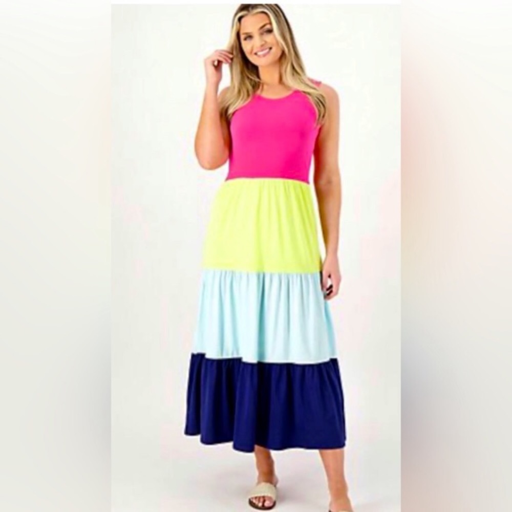 Land’s end colorblock tiered maxi dress